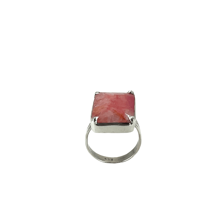 Rectangular Red Ruby Solitaire Ring — Sterling Silver - Hyman’s Jewellers