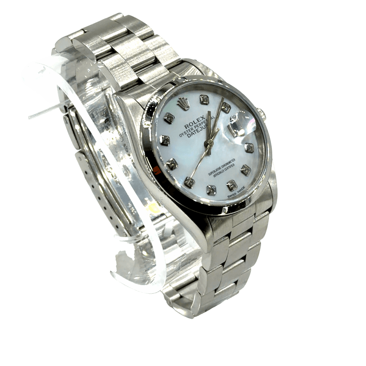 Rolex 34mm with Mother-of-Pearl and Diamond Dial - Hyman’s Jewellers