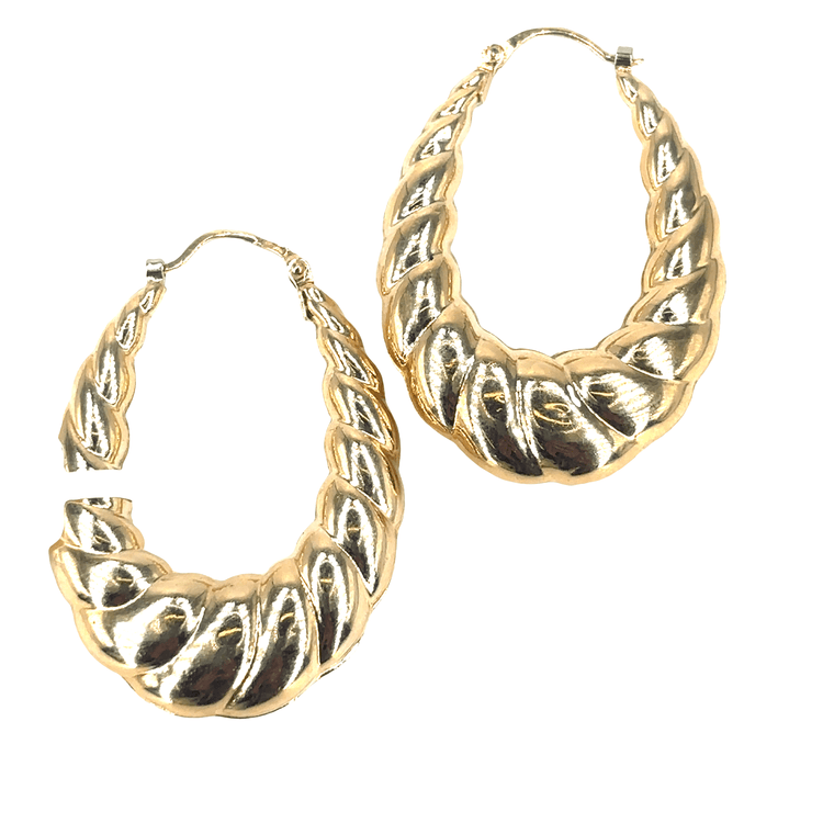 Textured Twist Yellow Gold Hoop Earrings - Hyman’s Jewellers