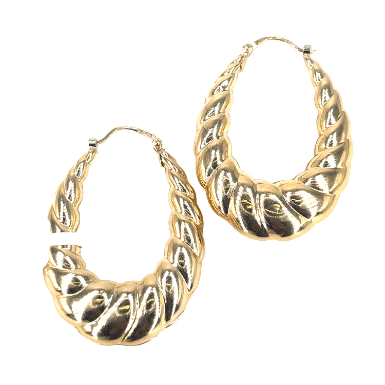 Textured Twist Yellow Gold Hoop Earrings - Hyman’s Jewellers