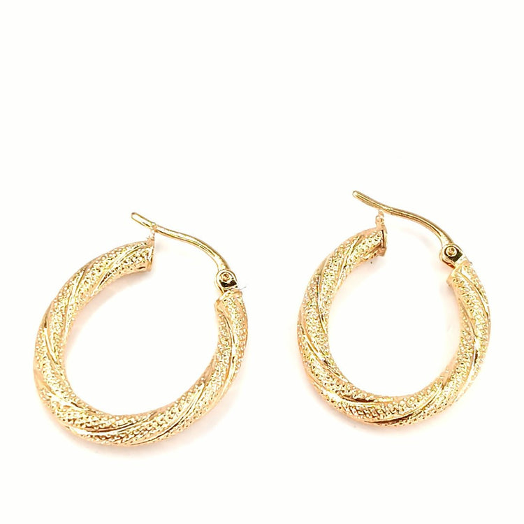 Textured Yellow Gold Hoop Earrings - Hyman’s Jewellers