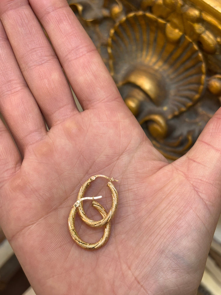 Textured Yellow Gold Hoop Earrings - Hyman’s Jewellers