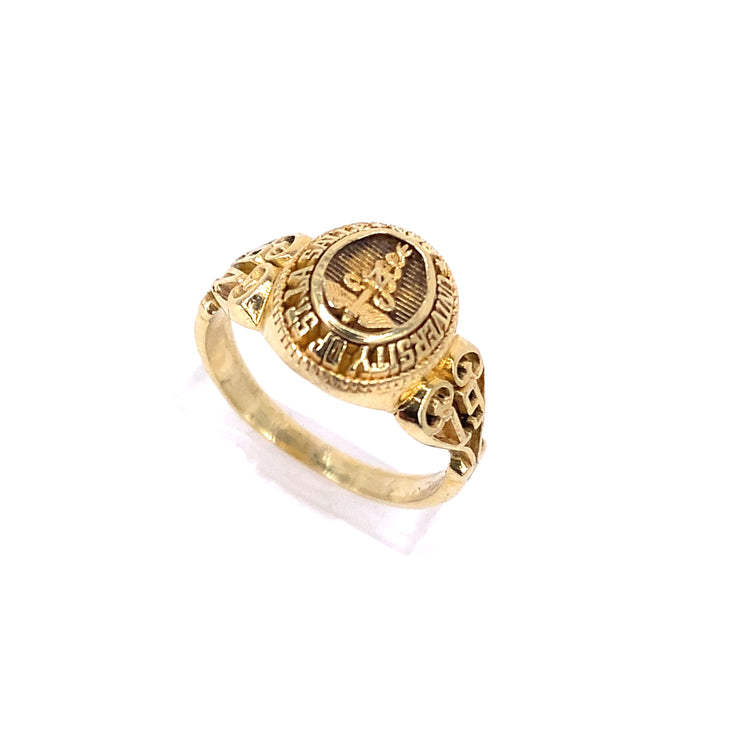 Unisex 14ct Yellow Gold University 'Caduceus' Medical Symbol College Ring - 4.5g - Hyman’s Jewellers