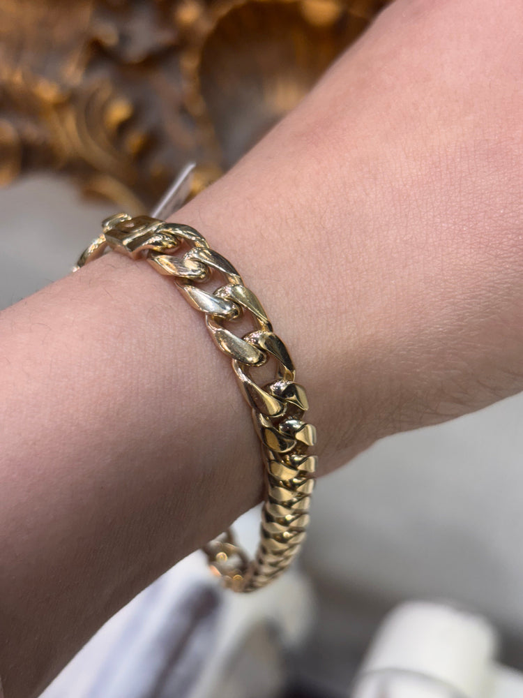 Unisex 9ct Classic Curb Yellow Gold Link Bracelet - 28.1g - Hyman’s Jewellers