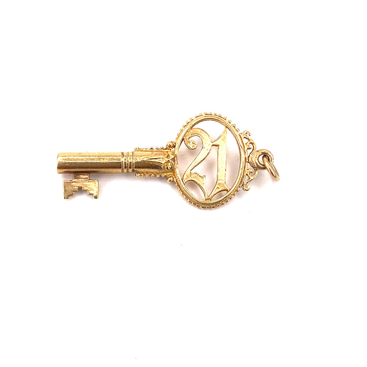 Unisex 9ct Yellow Gold 21 “Key To The World” Pendant - 2.5g - Hyman’s Jewellers