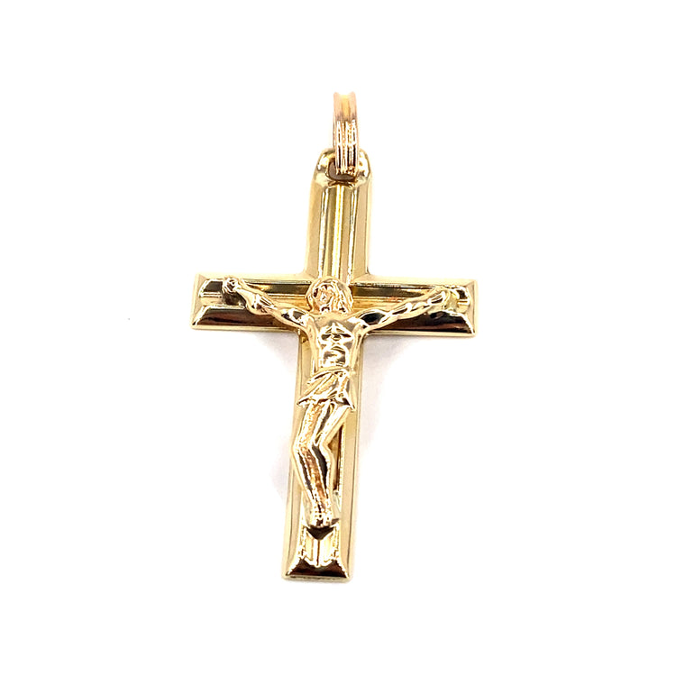 Unisex 9ct Yellow Gold Hollow Crucifix - 2.5g - Hyman’s Jewellers