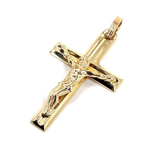 Unisex 9ct Yellow Gold Hollow Crucifix - 2.5g - Hyman’s Jewellers