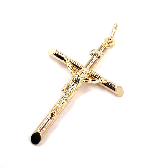 Unisex 9ct Yellow Gold Hollow Crucifix Cross - 2g - Hyman’s Jewellers