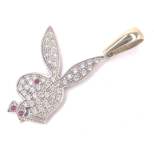 Unisex 9ct Yellow Gold Play Boy Pendant - 8.8g CZ - Hyman’s Jewellers