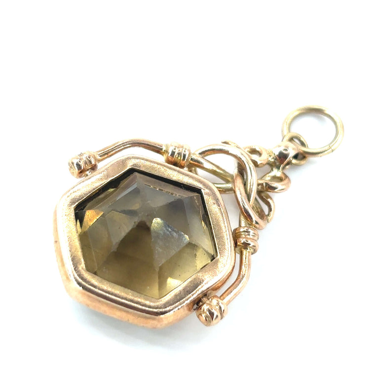 Unisex 9ct Yellow Gold Smoky Quartz Fob Pendant - 7g - Hyman’s Jewellers