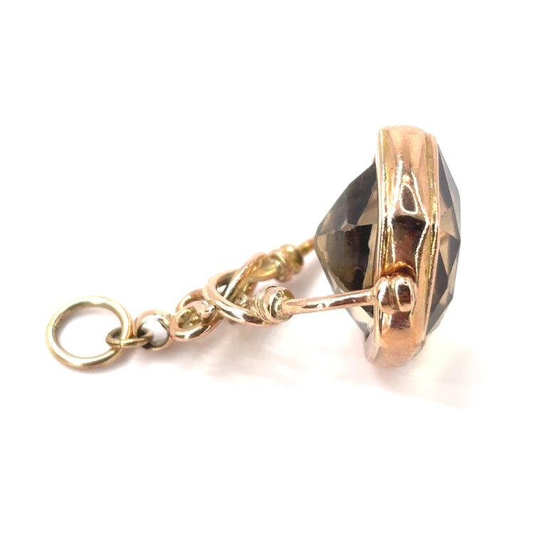 Unisex 9ct Yellow Gold Smoky Quartz Fob Pendant - 7g - Hyman’s Jewellers