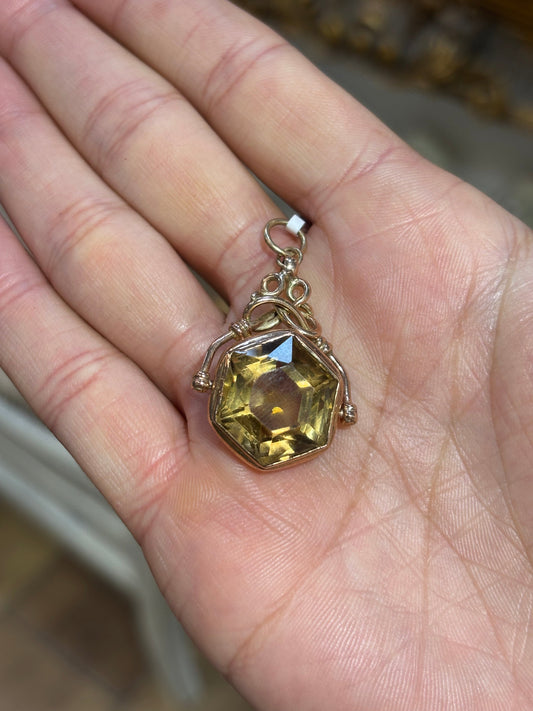 Unisex 9ct Yellow Gold Smoky Quartz Fob Pendant - 7g - Hyman’s Jewellers