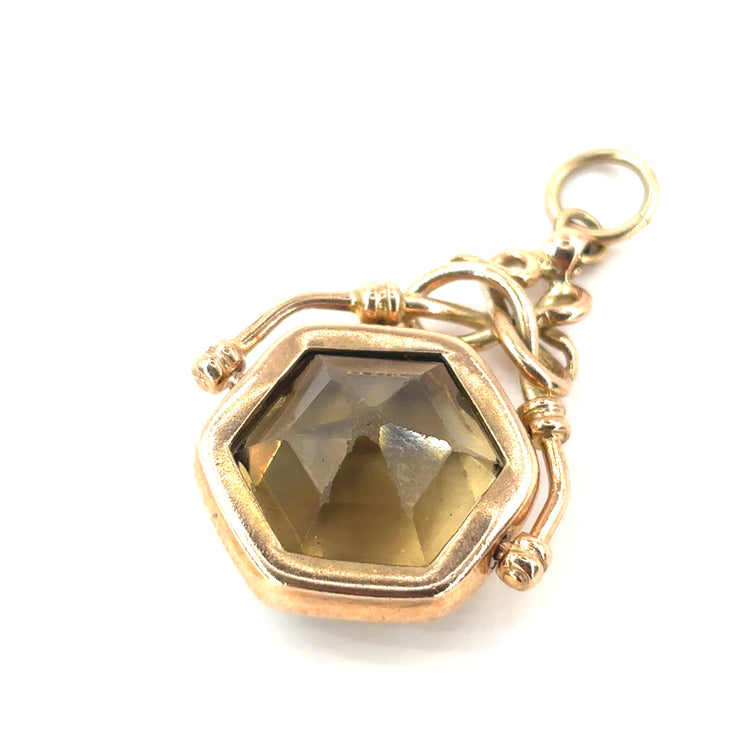 Unisex 9ct Yellow Gold Smoky Quartz Fob Pendant - 7g - Hyman’s Jewellers
