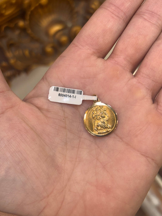 Unisex 9ct Yellow Gold St Christopher Pendant - 2.6g - Hyman’s Jewellers