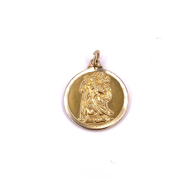 Unisex 9ct Yellow Gold St Christopher Pendant - 2.8g - Hyman’s Jewellers