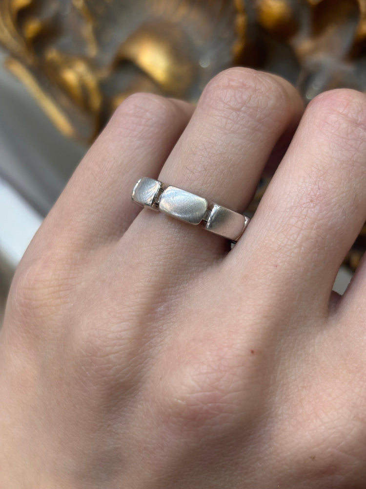 Unisex Armani 925 Silver Articulated Link Ring - Hyman’s Jewellers