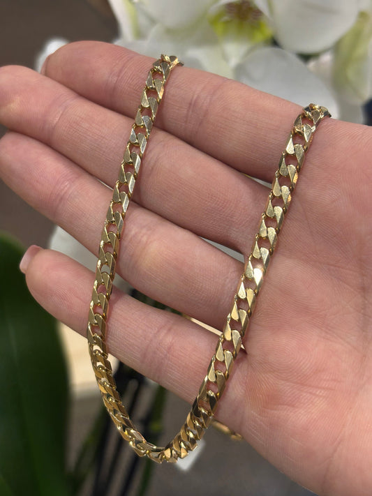 Unisex Classic Yellow Gold Square Curb Chain Necklace - 23.4g - Hyman’s Jewellers