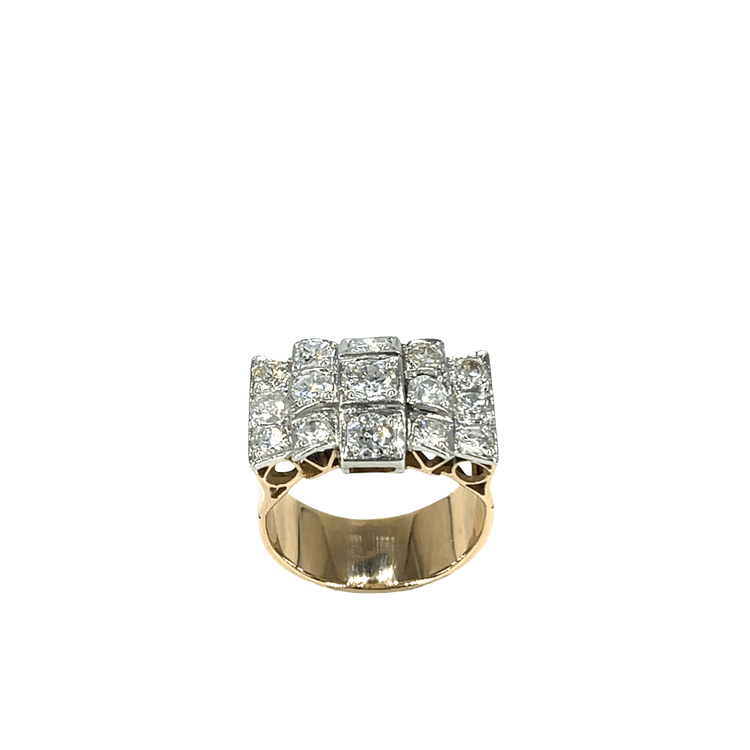 Vintage-Inspired Diamond Grid Ring in 18CT Yellow Gold - Hyman’s Jewellers