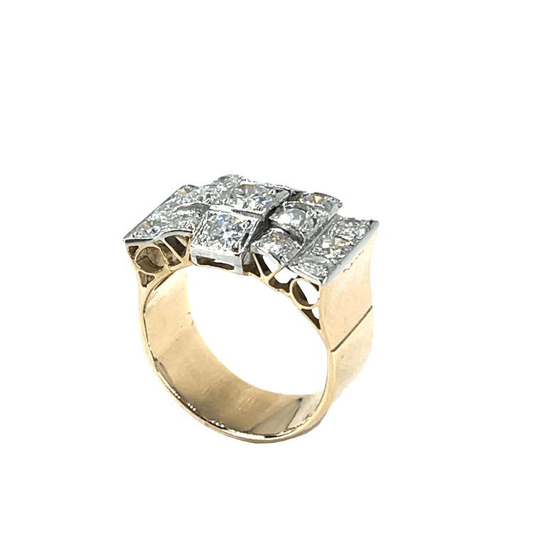 Vintage-Inspired Diamond Grid Ring in 18CT Yellow Gold - Hyman’s Jewellers