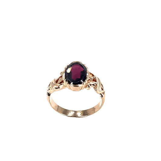 Vintage-Inspired Oval Garnet Solitaire Ring in 9CT Rose Gold 4.5g - Hyman’s Jewellers