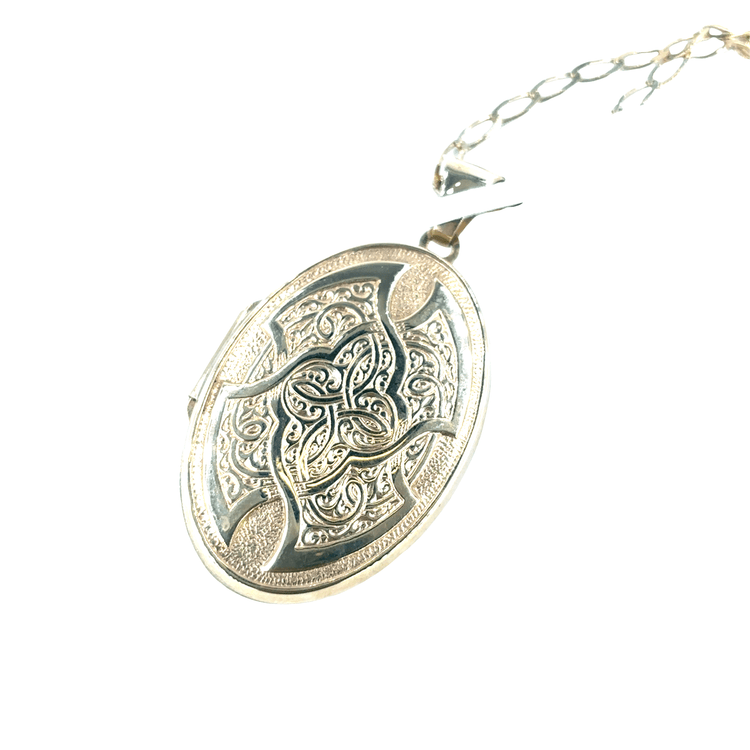 Vintage Yellow Gold Locket with Etched Design - Hyman’s Jewellers