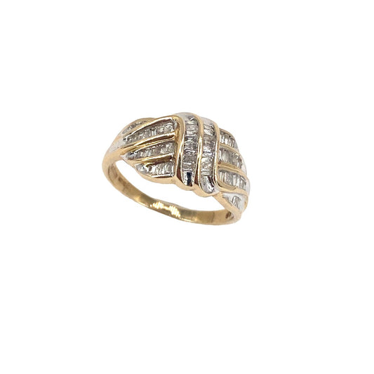 Women’s 10ct Yellow Gold 0.50ct Natural Baguette Cut Diamond Twist Ring - Hyman’s Jewellers
