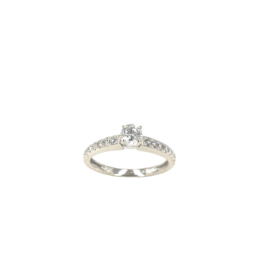 Women’s 14ct & Platinum Engagement Ring with Round Brilliant Cut Diamond - 0.50ct 2.2g - Hyman’s Jewellers