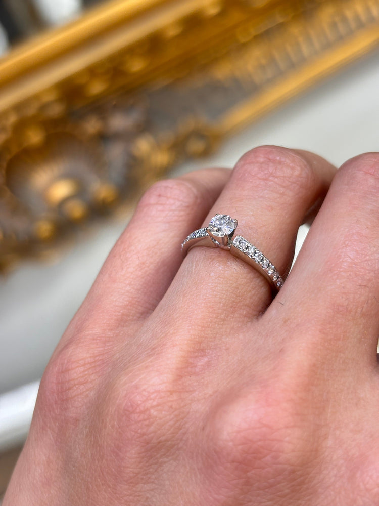 Women’s 14ct & Platinum Engagement Ring with Round Brilliant Cut Diamond - 0.50ct 2.2g - Hyman’s Jewellers