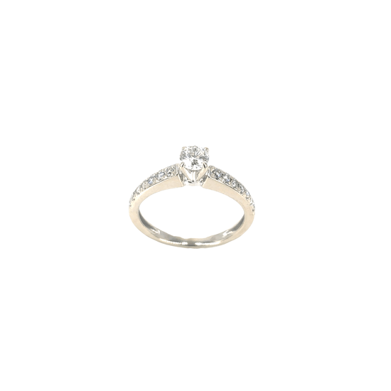 Women’s 14ct & Platinum Engagement Ring with Round Brilliant Cut Diamond - 0.50ct 2.2g - Hyman’s Jewellers