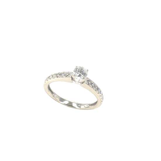Women’s 14ct & Platinum Engagement Ring with Round Brilliant Cut Diamond - 0.50ct 2.2g - Hyman’s Jewellers
