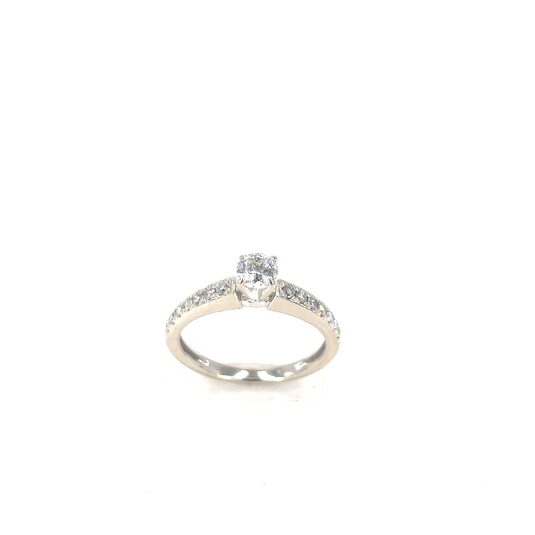 Women’s 14ct & Platinum Engagement Ring with Round Brilliant Cut Diamond - 0.50ct 2.2g - Hyman’s Jewellers