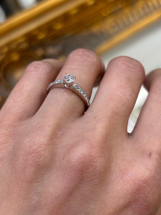 Women’s 14ct & Platinum Engagement Ring with Round Brilliant Cut Diamond - 0.50ct 2.2g - Hyman’s Jewellers