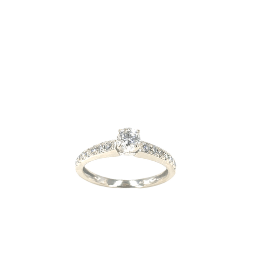 Women’s 14ct & Platinum Engagement Ring with Round Brilliant Cut Diamond - 0.50ct 2.2g - Hyman’s Jewellers