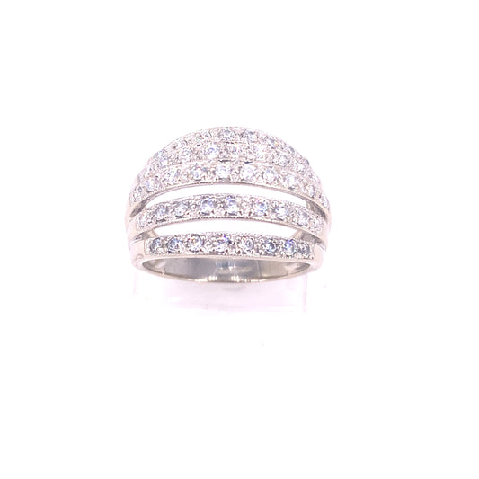Women’s 14ct White Gold Cz Ring - 6.8g - Hyman’s Jewellers
