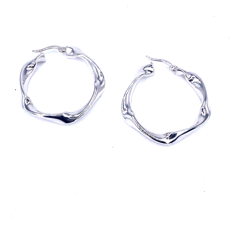 Women’s 14ct White Gold Twist Hoop Earrings - 3G - Hyman’s Jewellers