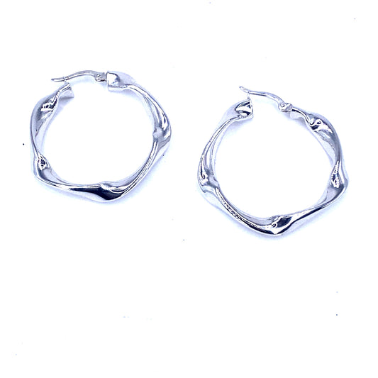 Women’s 14ct White Gold Twist Hoop Earrings - 3G - Hyman’s Jewellers
