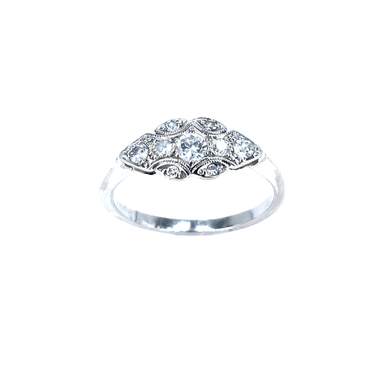 Women’s 14ct White Gold Vintage Art Deco Diamond Ring - 0.25ct - Hyman’s Jewellers