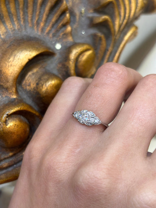 Women’s 14ct White Gold Vintage Art Deco Diamond Ring - 0.25ct - Hyman’s Jewellers