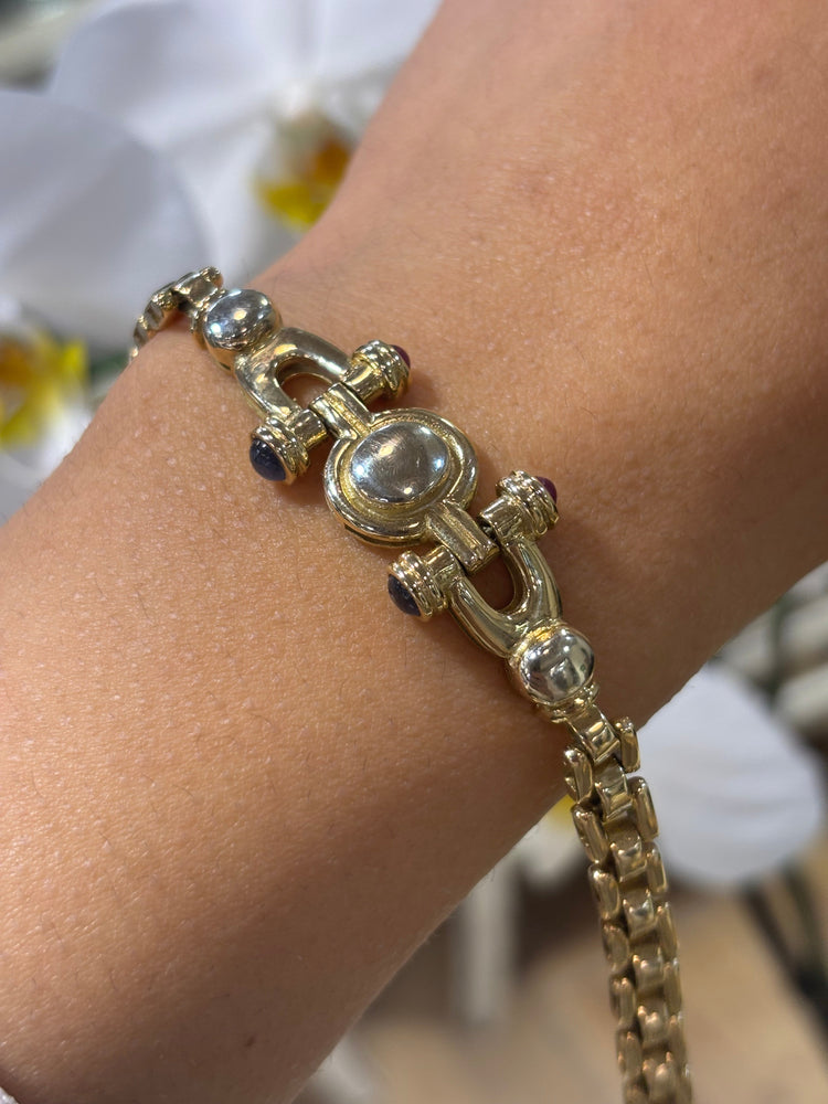 Women’s 14ct Yellow Gold Bracelet - Ruby & Sapphire 24.5g - Hyman’s Jewellers