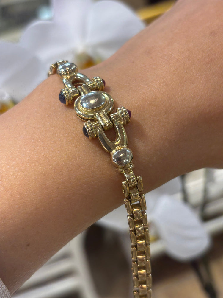Women’s 14ct Yellow Gold Bracelet - Ruby & Sapphire 24.5g - Hyman’s Jewellers
