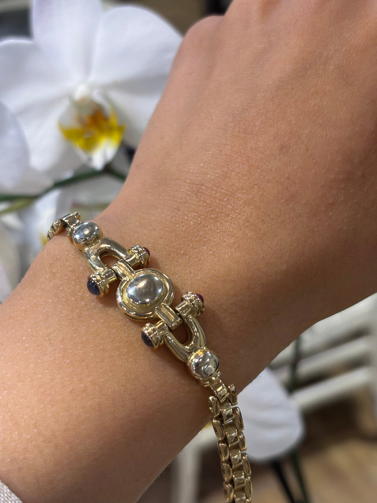 Women’s 14ct Yellow Gold Bracelet - Ruby & Sapphire 24.5g - Hyman’s Jewellers