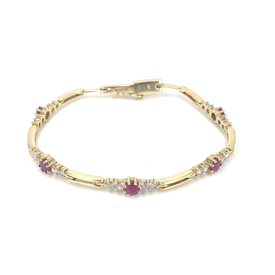 Women’s 14ct Yellow Gold Diamond Ruby Bracelet - 1.05ct - Hyman’s Jewellers