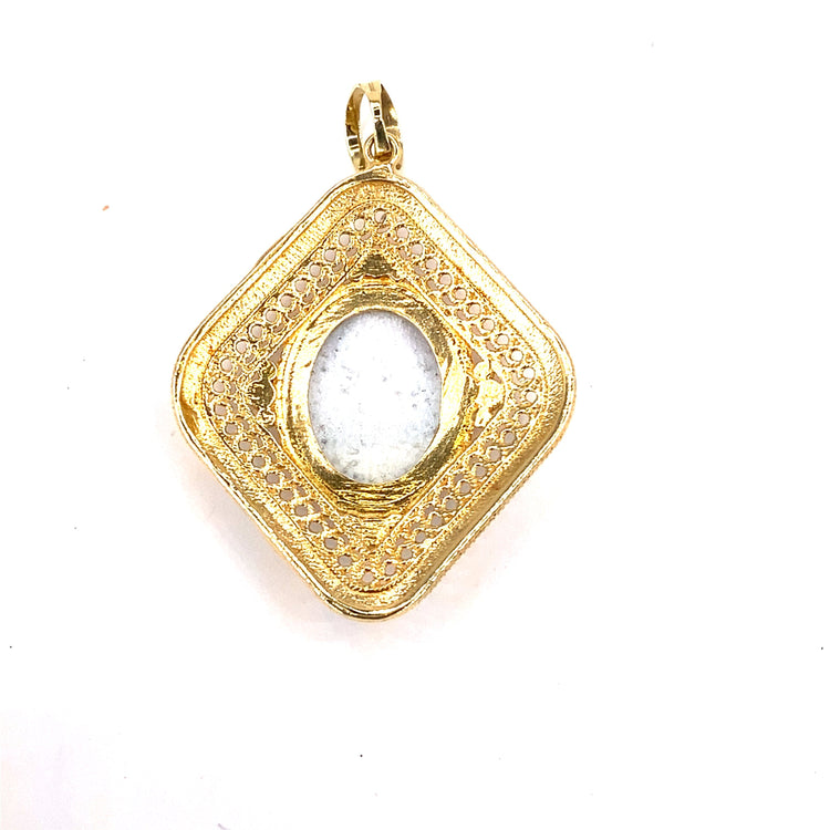 Women’s 14ct Yellow Gold “Mary & Child” Porcelain Tile Pendant - Hyman’s Jewellers
