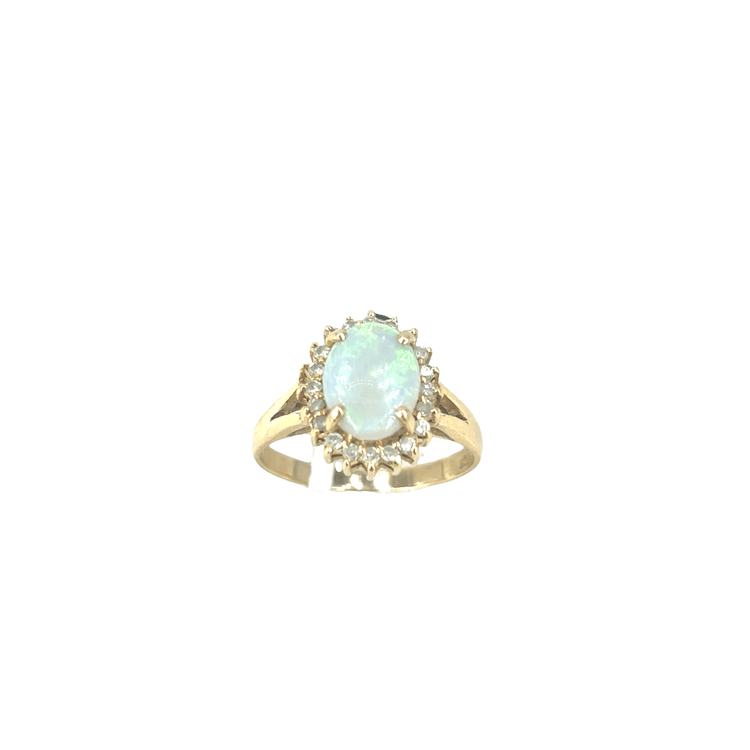 Women’s 14ct Yellow Gold Multi Stone Ring with Oval Cabochon Opal - 2.8g - Hyman’s Jewellers