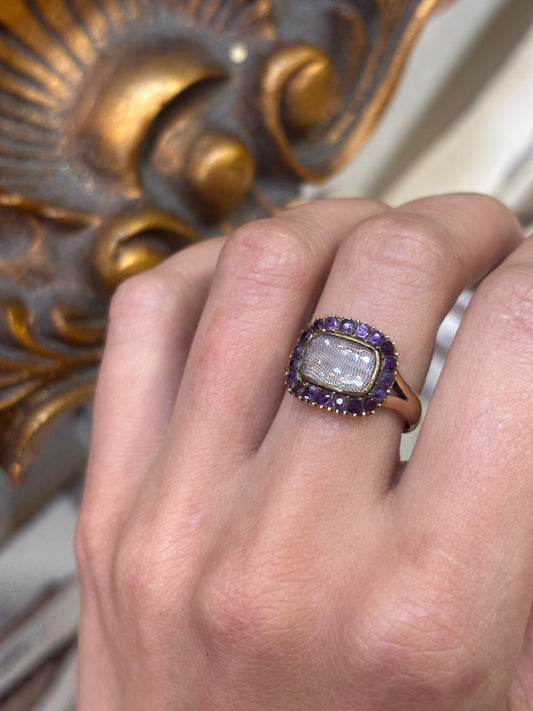 Women’s 15ct Yellow Gold Mourning Ring Amethyst Set - 4.8g - Hyman’s Jewellers