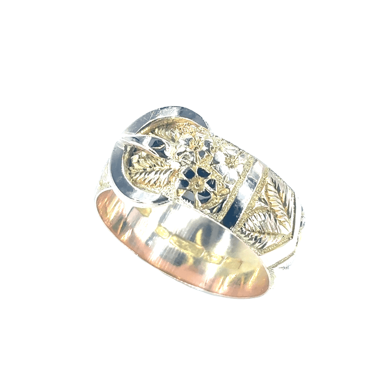 Women’s 16ct Artisan Crafted Yellow Gold Buckle Ring with Artistic Engraving - Hyman’s Jewellers