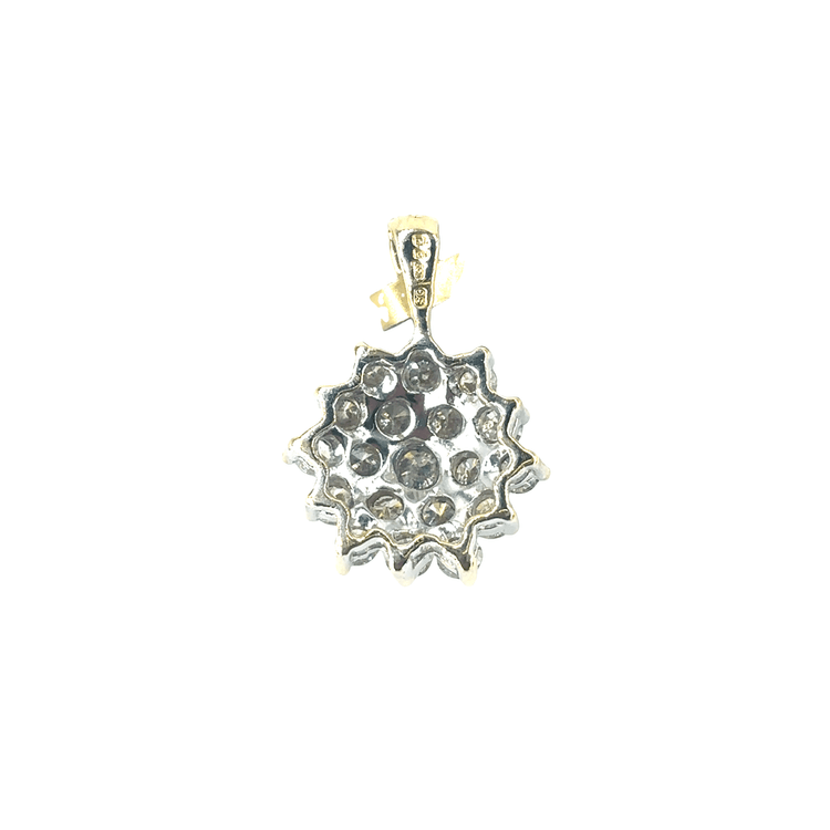 Women’s 18ct 1ct 2.6g Yellow Gold Diamond Cluster Floral Pendant - Hyman’s Jewellers