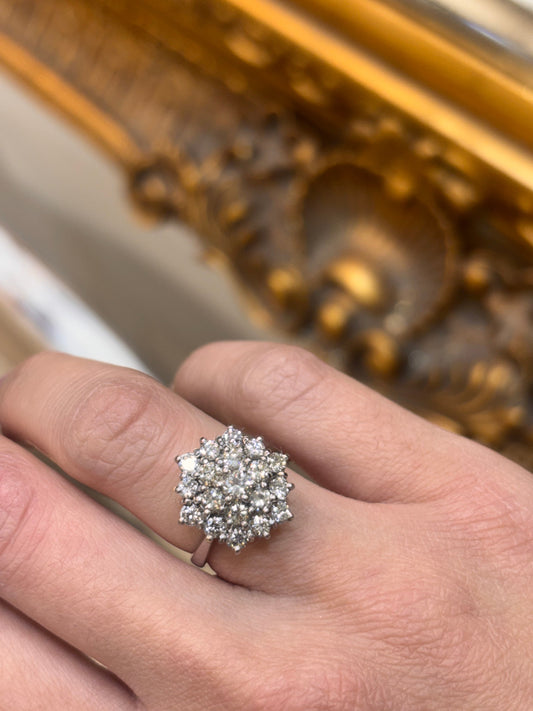Women’s 18ct Diamond Cluster Cocktail Ring in White Gold - 0.75ct - Hyman’s Jewellers
