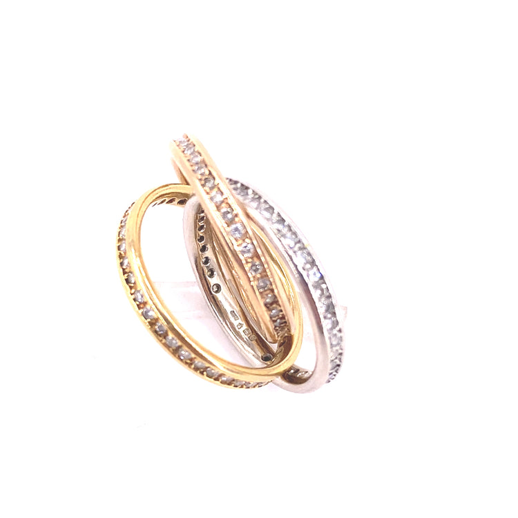 Women’s 18ct Tri Gold Diamond Russian Wedding Band - 1.5ct - Hyman’s Jewellers