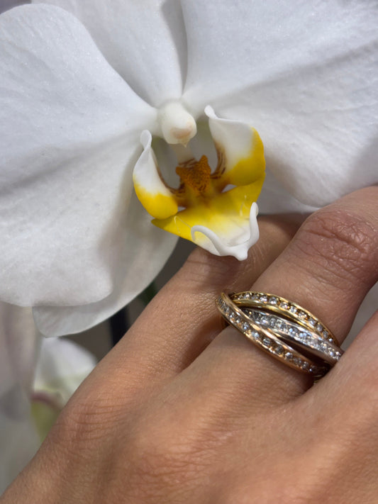 Women’s 18ct Tri Gold Diamond Russian Wedding Band - 1.5ct - Hyman’s Jewellers